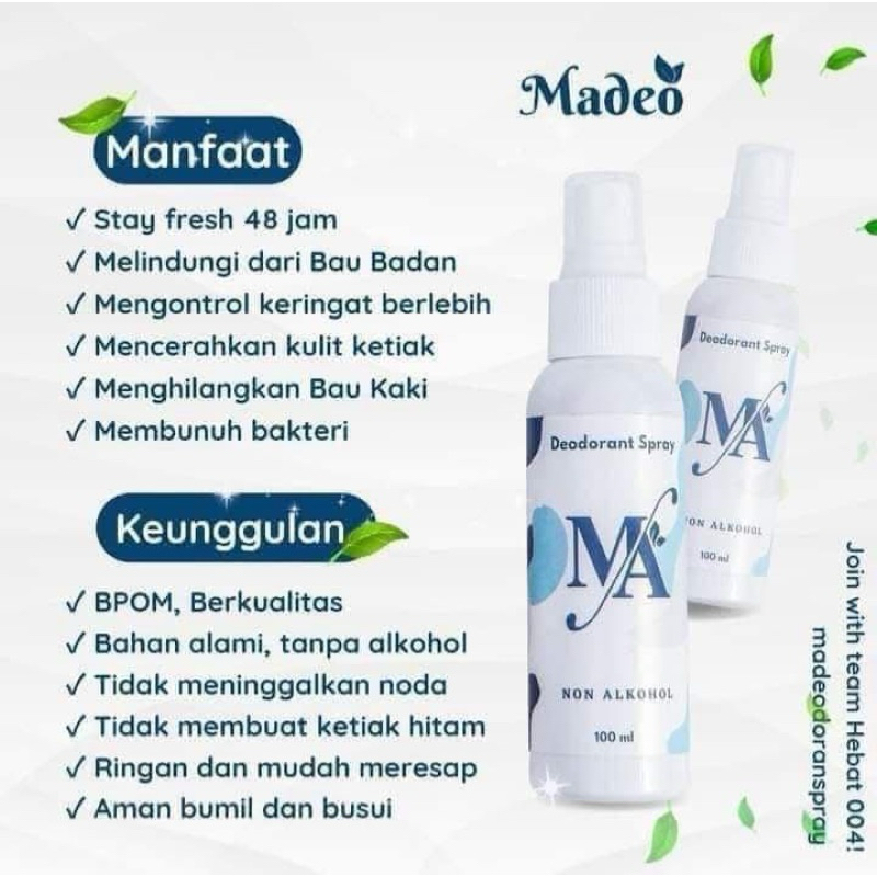 1 BOTOL MADEO  DODORANT SPRAY