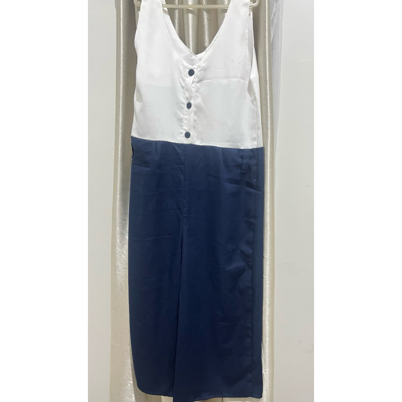 Preloved Jumpsuit putih biru celana