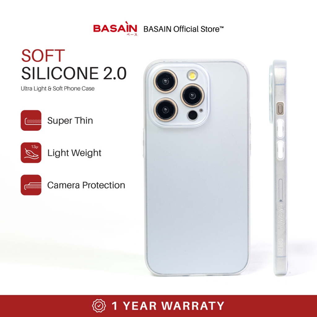 BASAIN Casing iPhone 11 Soft Silicone 2.0 Case - White