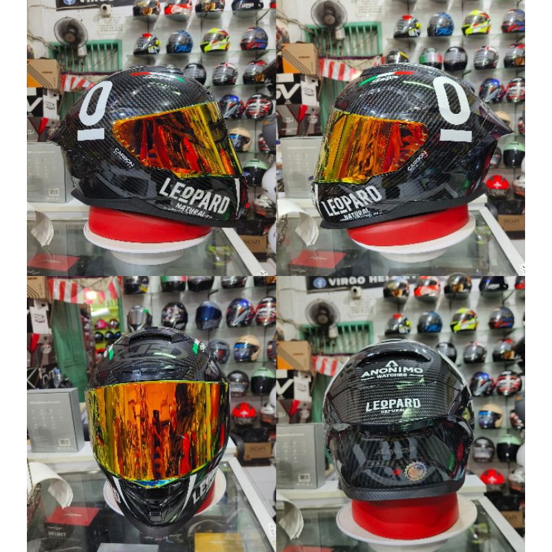 Helm Full face Js Armor Carbon paket ganteng Leopard