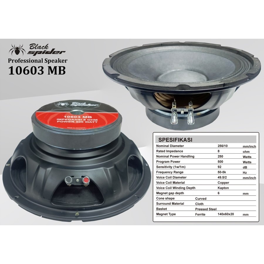 SPEAKER BLACK SPIDER 10603 MB Speaker Komponen
