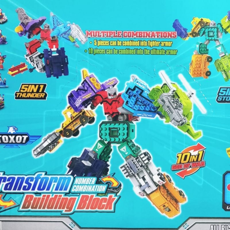 MAINAN ANAK ROBOT TRANSFORM NUMBER COMBINATION BUILDING BLOCKS