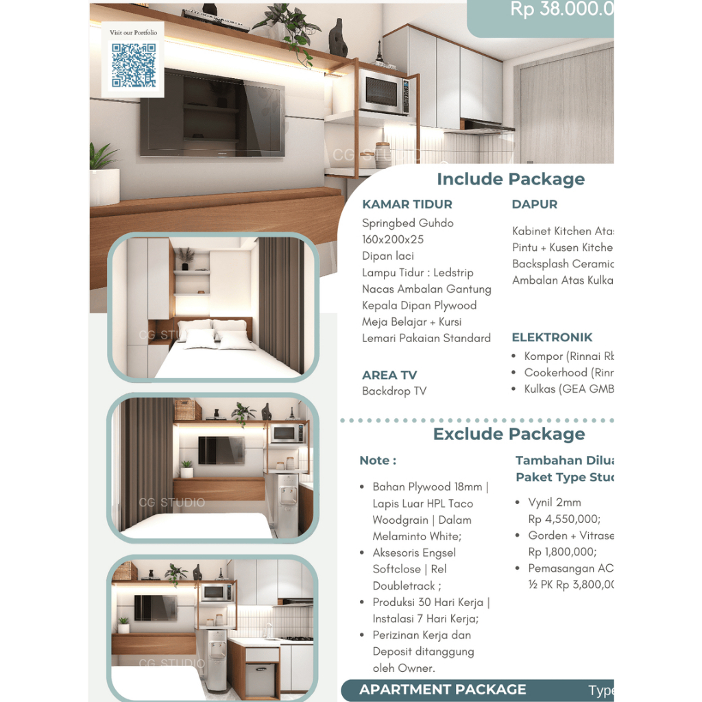 Package Interior Apartment Type Studio 38 jt