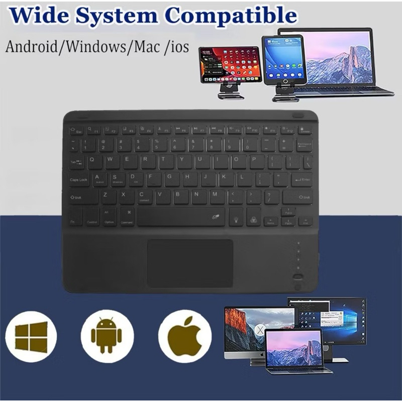 Wireless Bluetooth Keyboard Mouse Set 10inch Touchpad Macaron Colourful Touch Keyboard