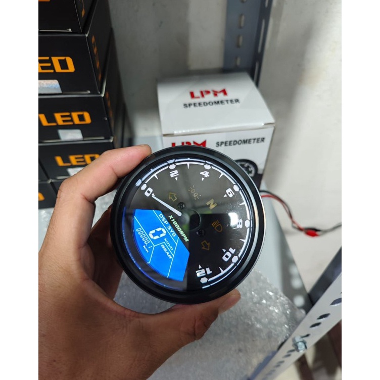 KODE E85N Spido babon spidometer babon bulat LED DIGITAL plus sensor universal