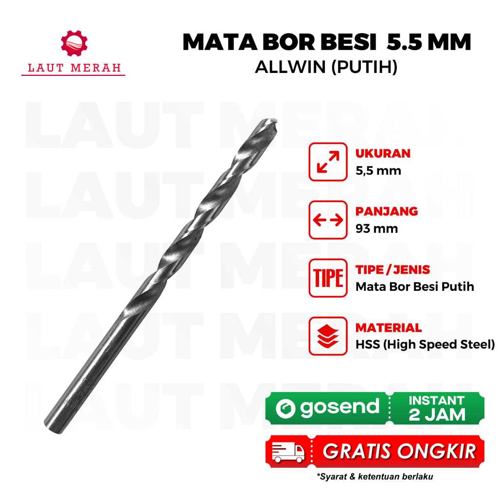 Mata Bor Besi Allwin Putih 5.5mm