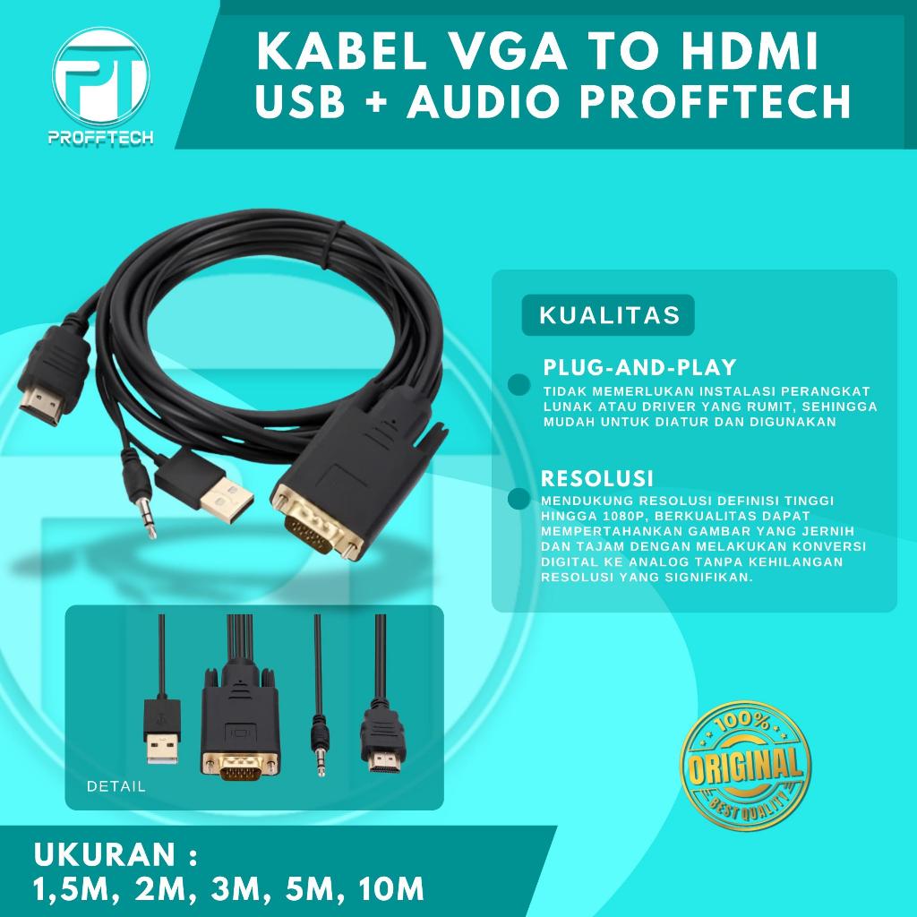 PROFFTECH - Kabel Vga To Hdmi, Usb + Audio 10 Meter