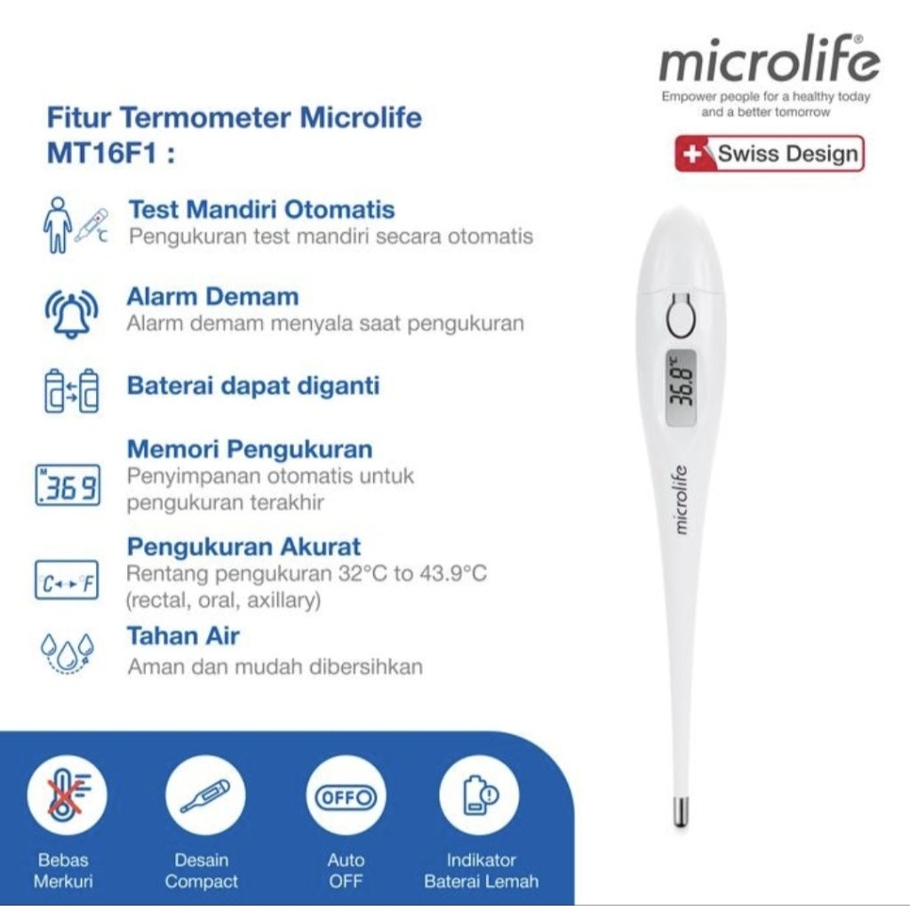 MICROLIFE MT16F1 Digital Thermometer Pen Type / Termometer Ketiak Digital