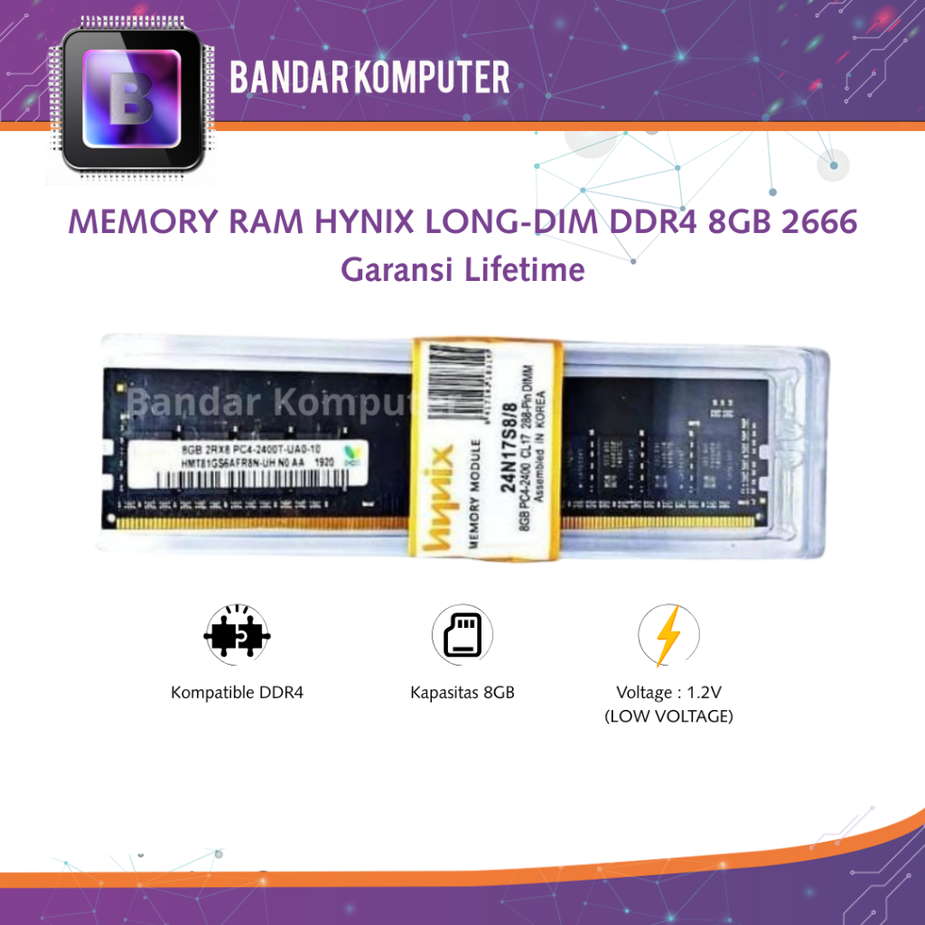 MEMORY RAM HYNIX LONG-DIM DDR4 8GB 2666