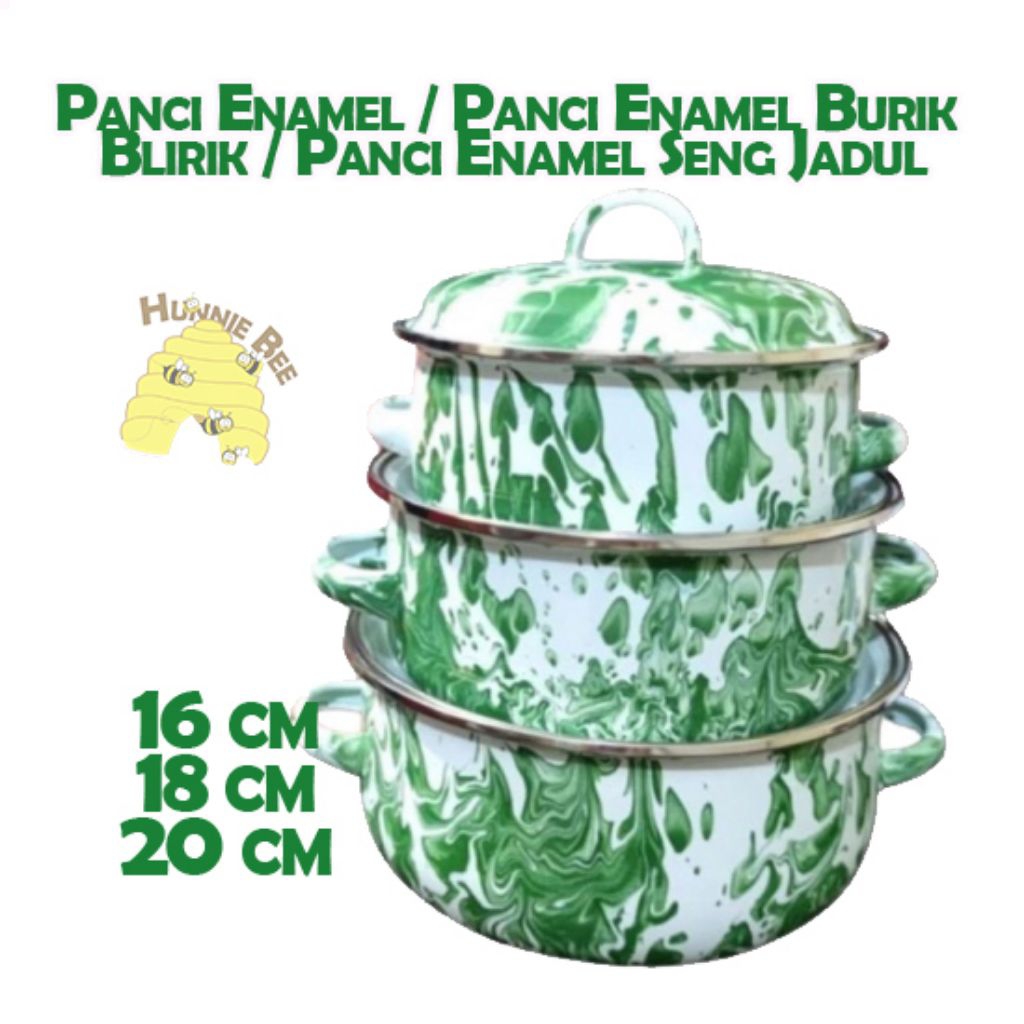 Panci Set 3 Enamel Blirik Model Jadul