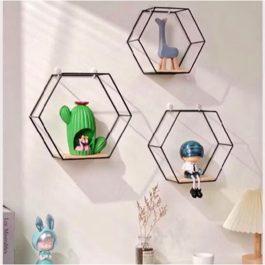 Rak Dinding Besi Hexagonal