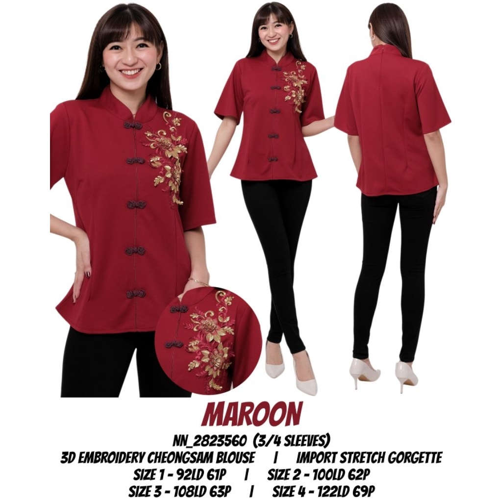 CHEONGSAM/BLOUSE/3D/FLOWER/IMLEK/IMPORT