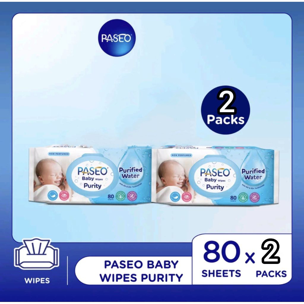 Tisu Basah Paseo Purity 80 Sheets Paket 2 Pack