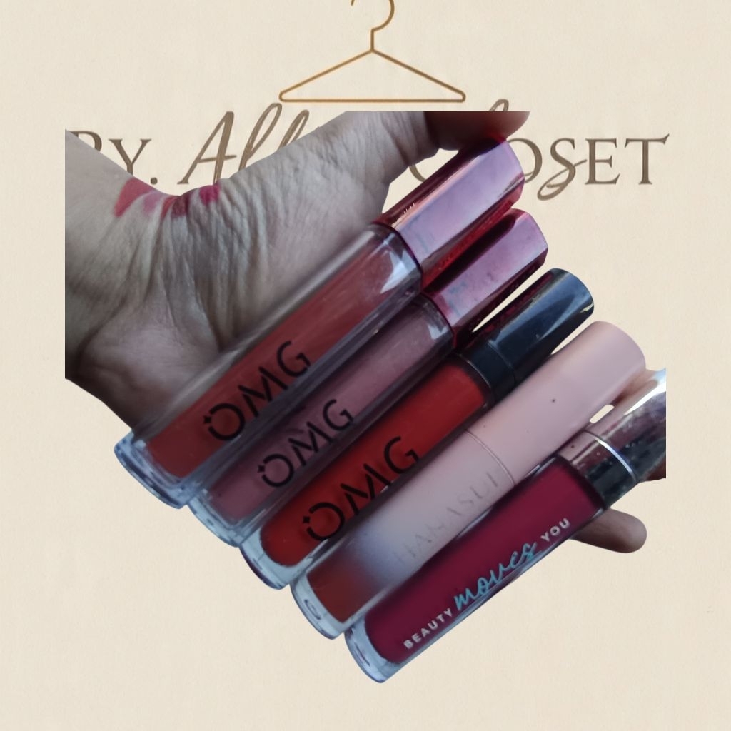 Preloved 5pcs Lipcream OMG,HANASUI,MOUSSE YOU