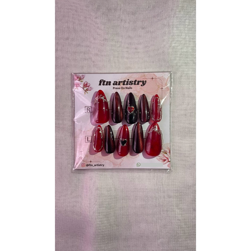 Press On Nails Black Red