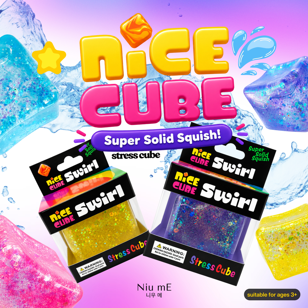 Nice Cube Swirl Stress Cube Glitter Edition - Nee Doh Cube Glitter Solid Squish