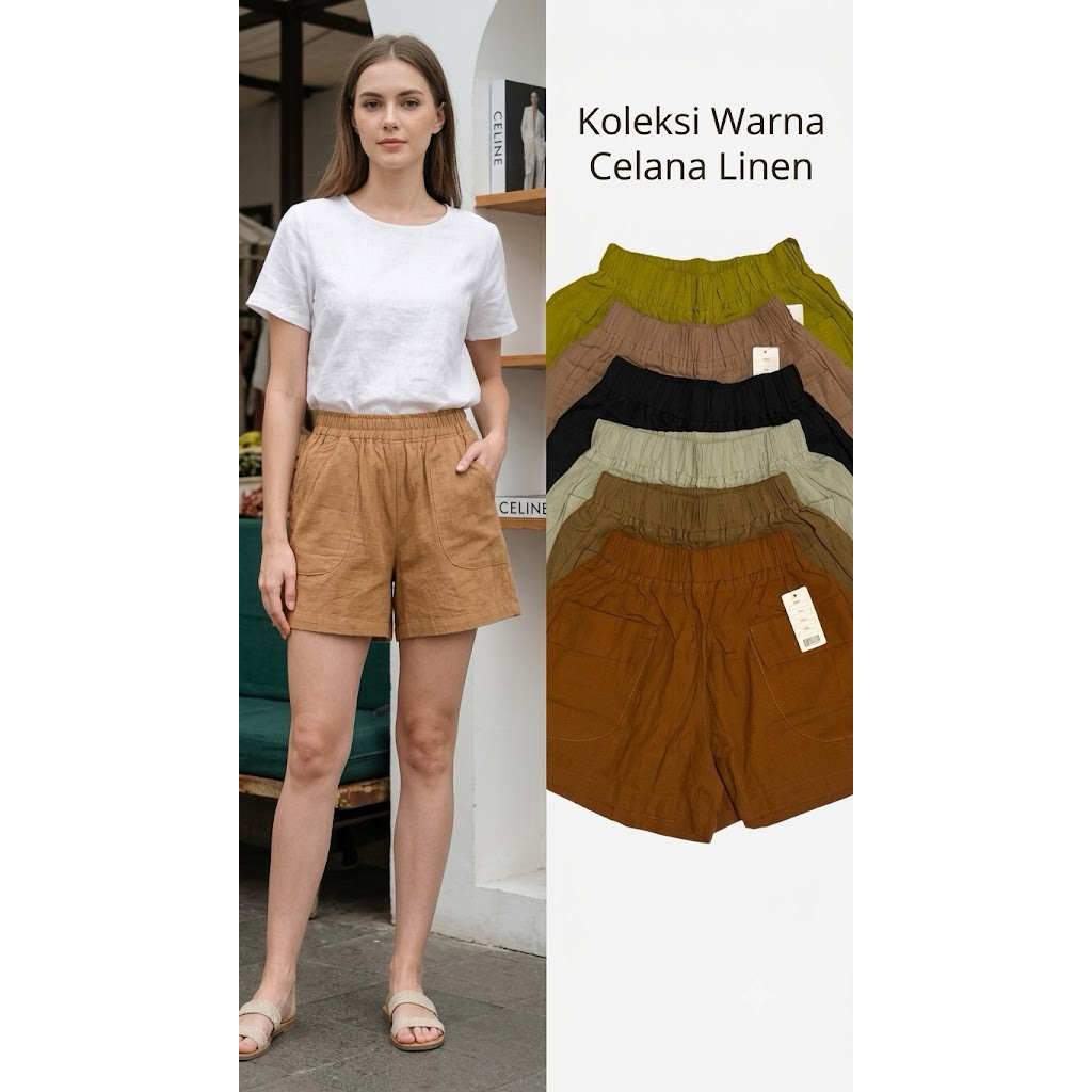 celana pendek linen