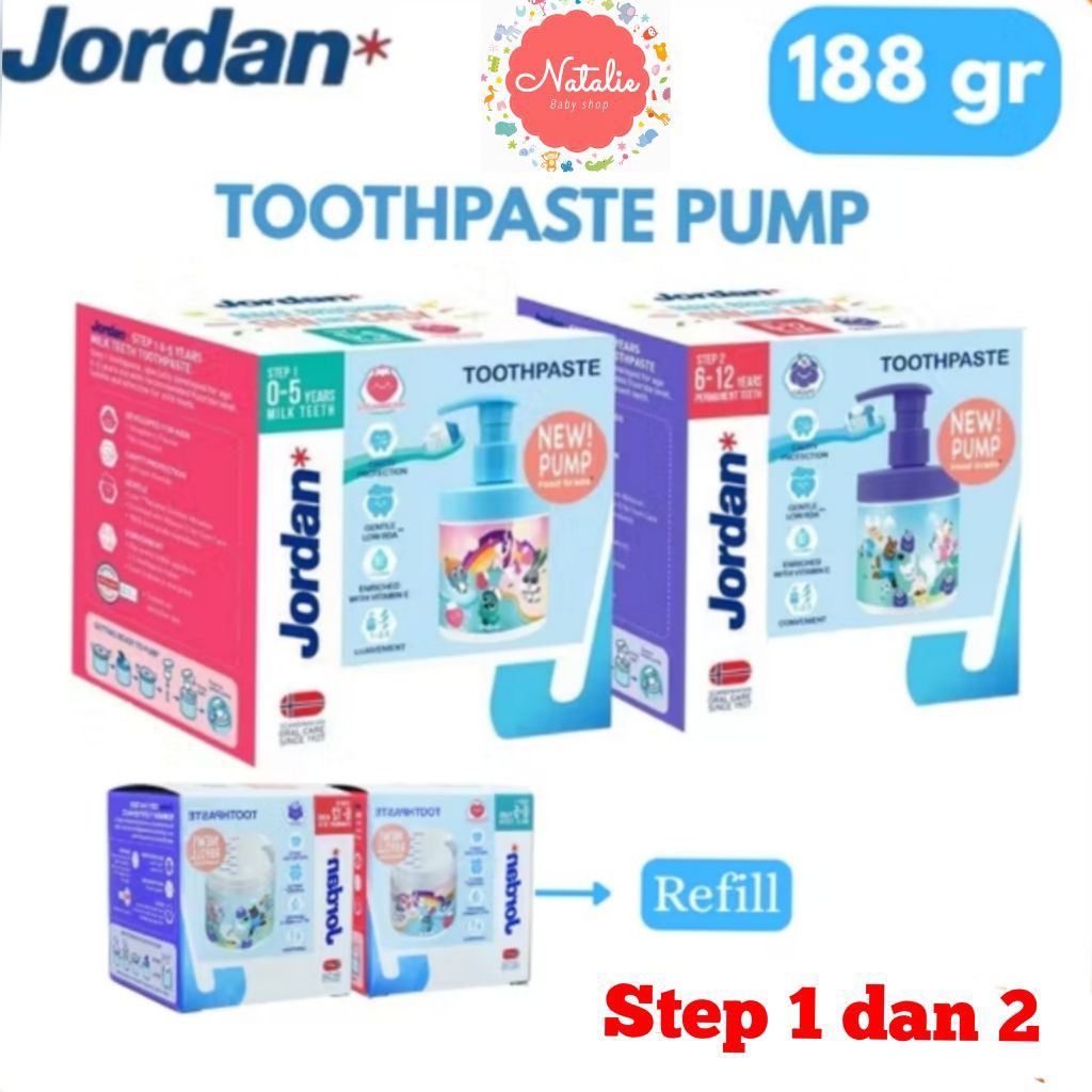 JORDAN Kids Toothpaste Step 1 & 2 Pump dan Refill 188gr