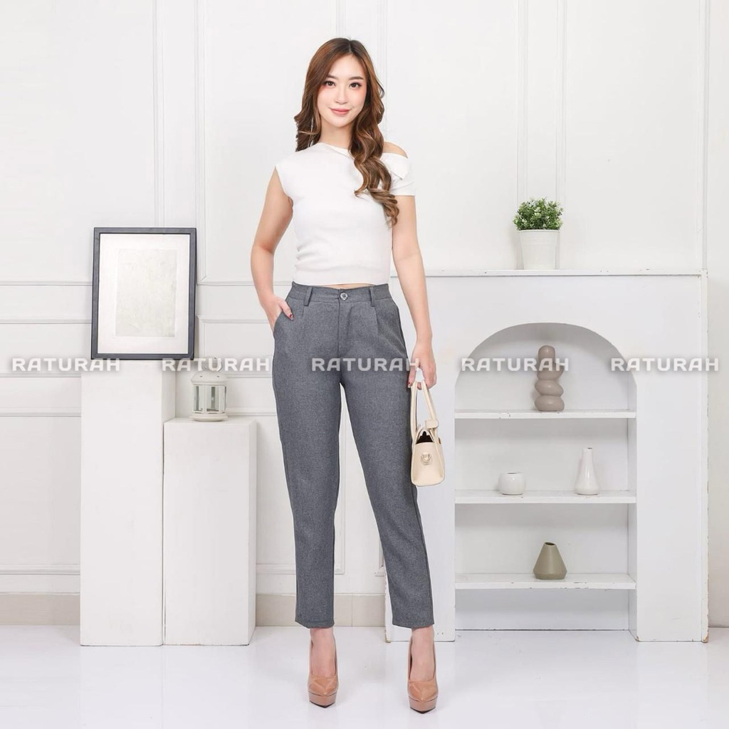 Celana Kerja Wanita Basic Polos Ankle Pants