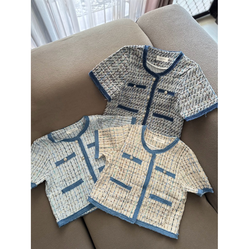 Tweed Denim Top