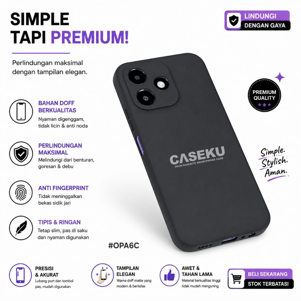 Oppo A6C Softcase Macaron Square Black / Case Square Edge Case Oppo A6C MSB
