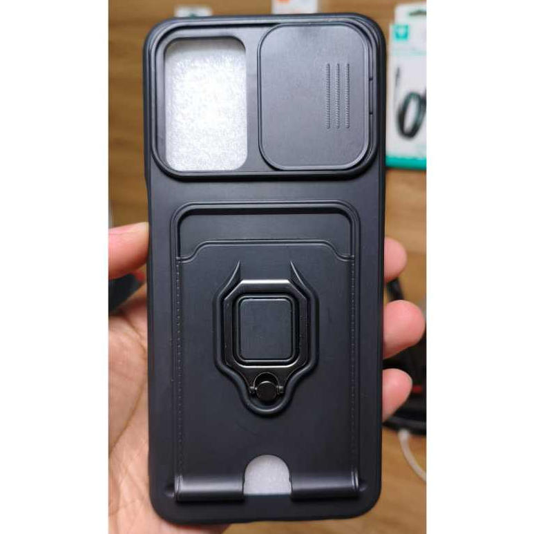 Case OPPO A55 Cardslot Slide Camera Ring Kickstand