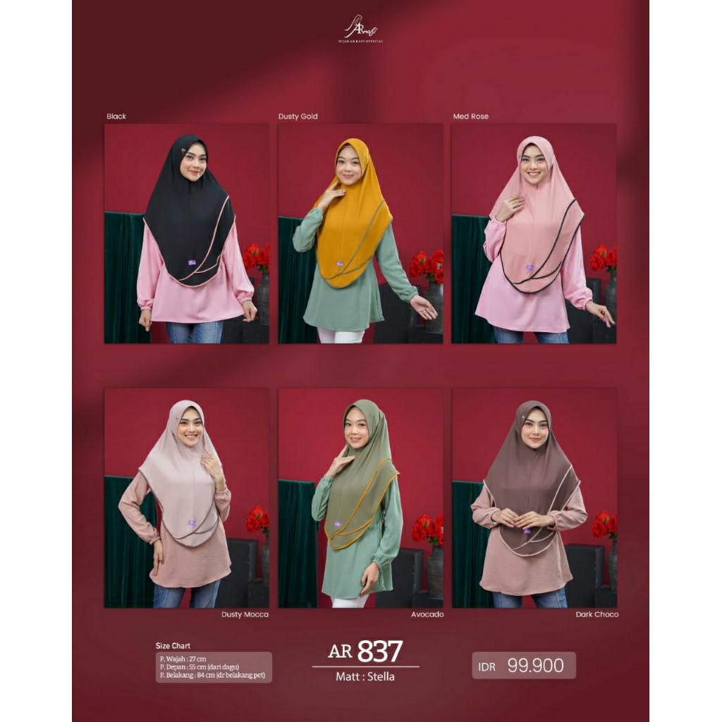 AR 837/bergo arrafi/hijab arrafi