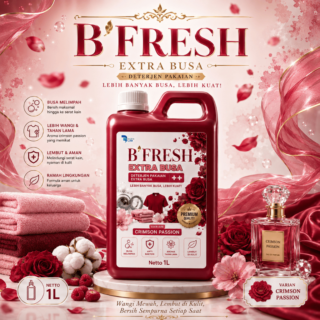 Deterjen Extra Busa 1L B'FRESH Detergen Laundry Banyak Busa