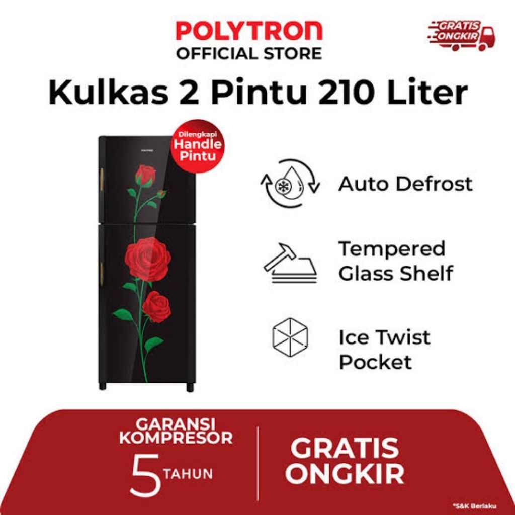 KULKAS POLYTRON 2 PINTU BELEZZA PRM 21 DRX