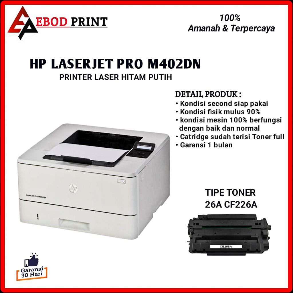Printer hp laserjet pro M402dn duplex printer laser monokrom