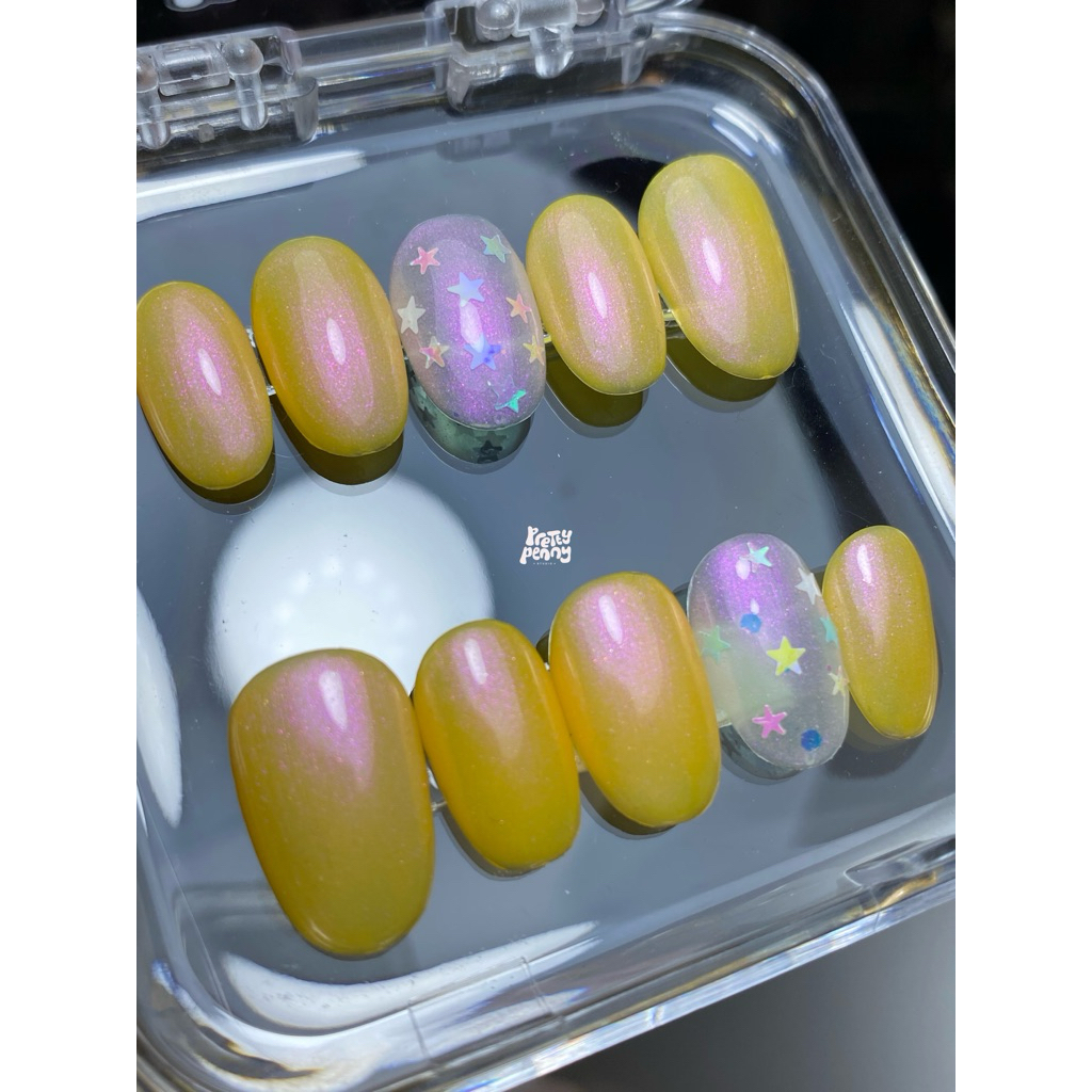 Yellow Press On Nails