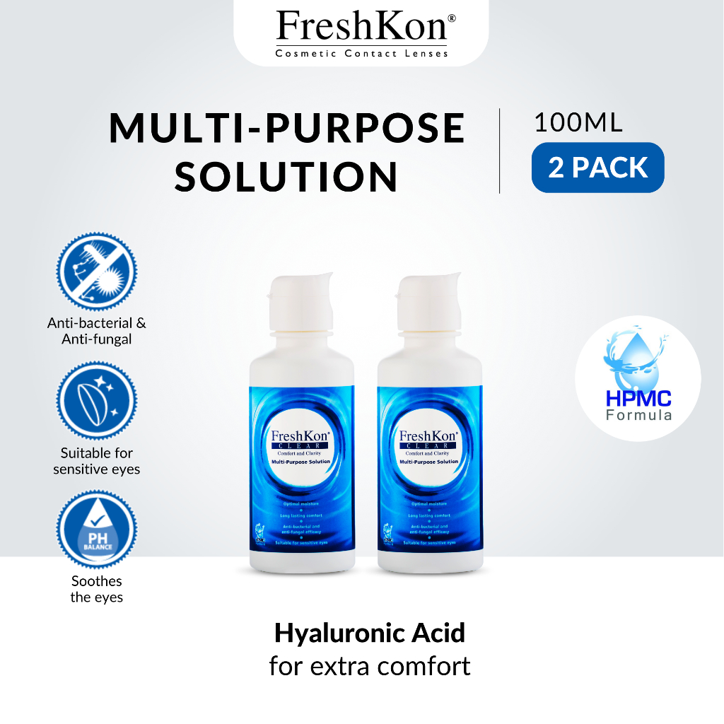 FreshKon® Clear Multi-Purpose Solution 100ml - 2 Botol (Cairan Softlens)
