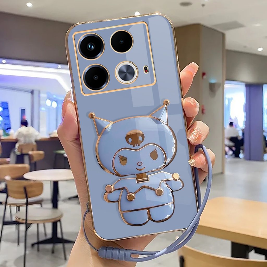 Case Infinix Note 40 Softcase Plating Terbaru With Stand Holder Mirror