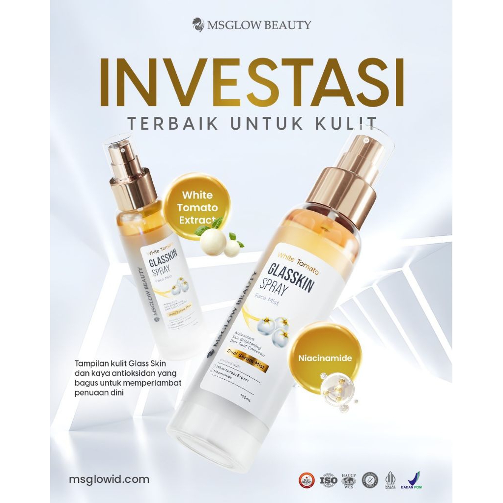 FACE MIST WHITE TOMATO GLASSKIN & PROBIOTIC HYDRANT