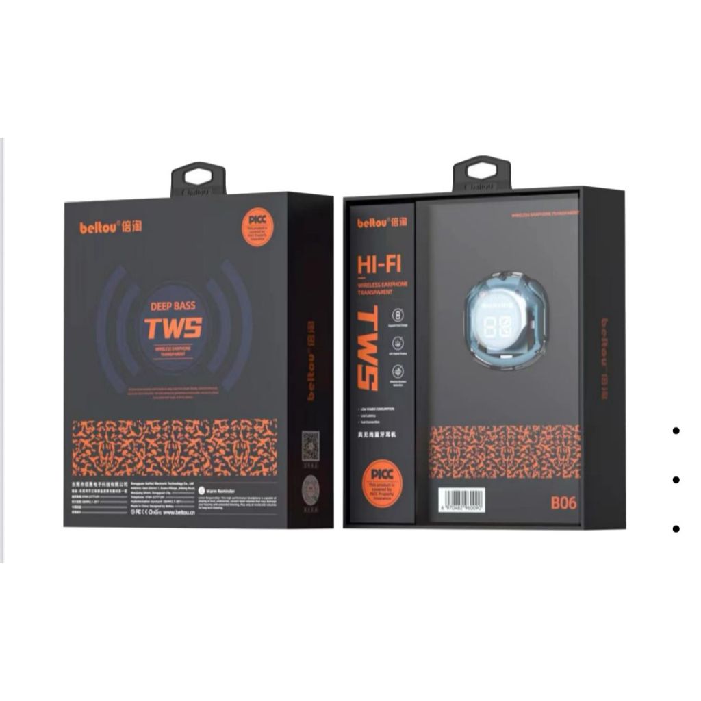 Headset Bluetooth Wireless Transparan Beitou B06