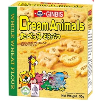 GINBIS DREAM ANIMALS WHOLE WHEAT BISCUITS 50GR