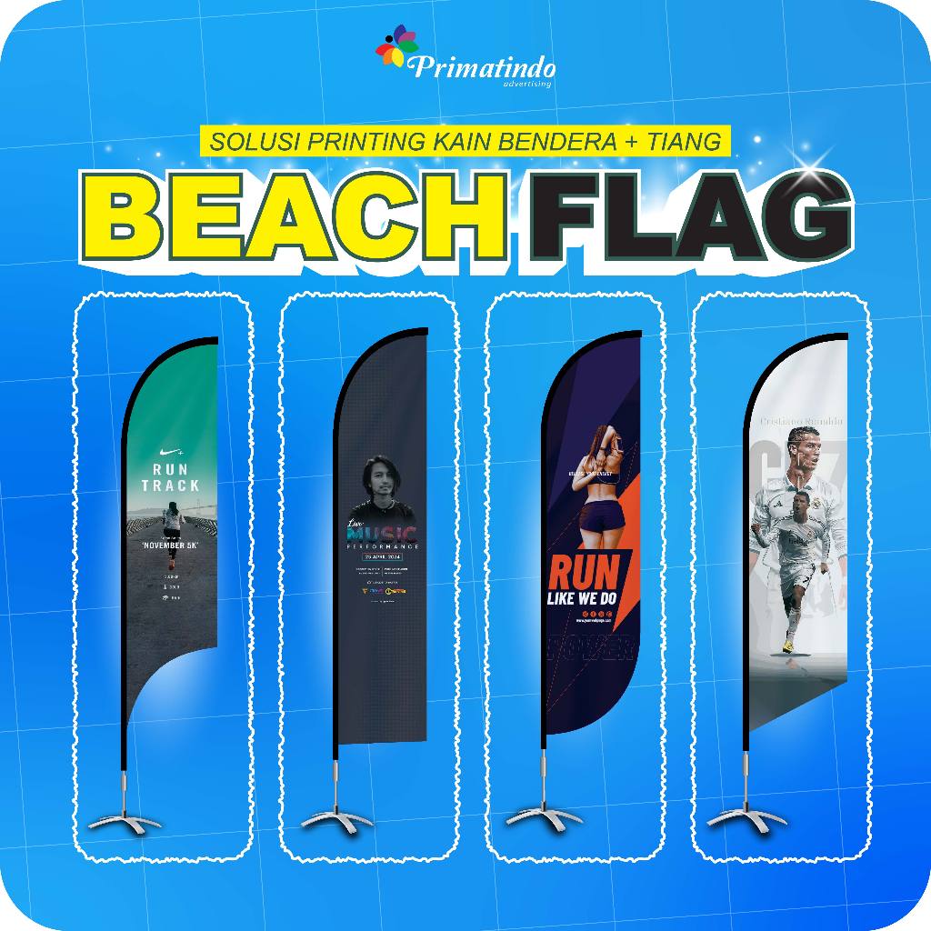 Cetak BEACH FLAG SHARK (BAHAN+RANGKA)
