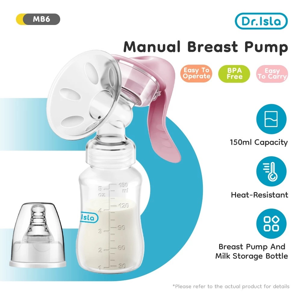 DR ISLA MANUAL BREASTPUMP PINK & WHITE