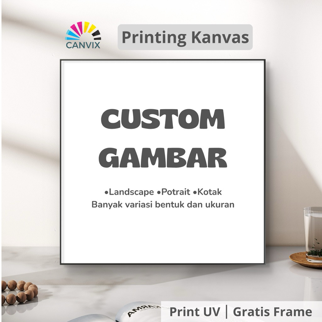 Custom gambar kanvas printing gratis bingkai