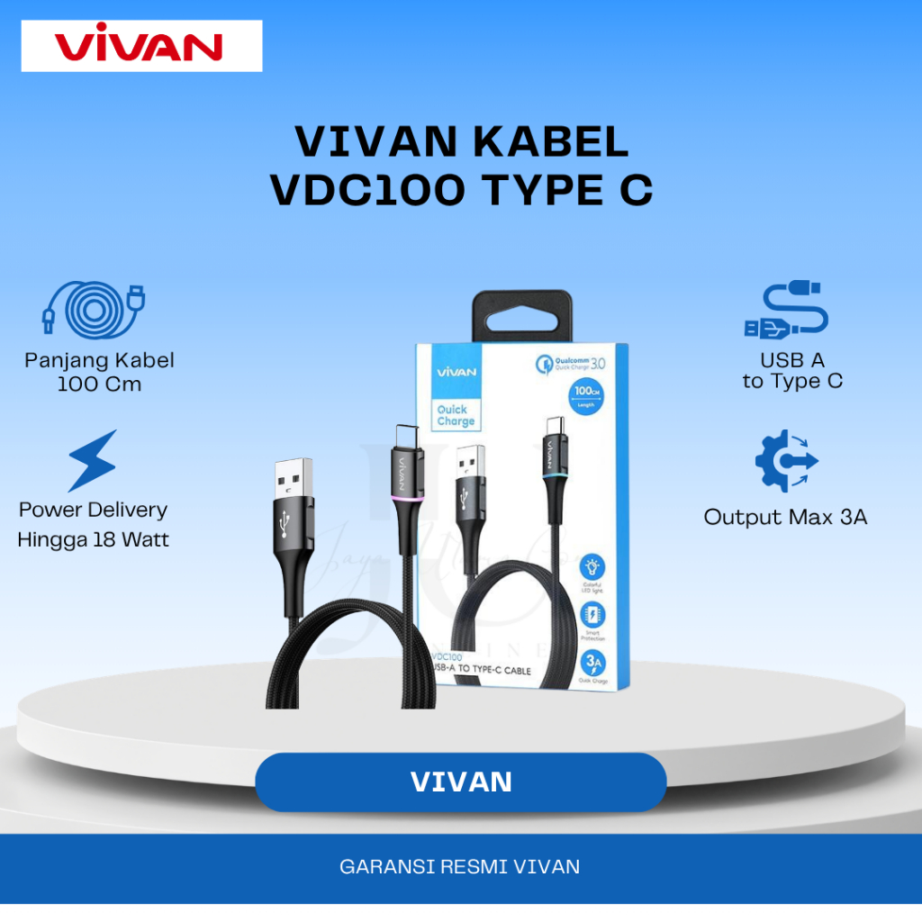 VIVAN VDC100 USB-C Data Cable 3A LED Light Quick Charge Type-C