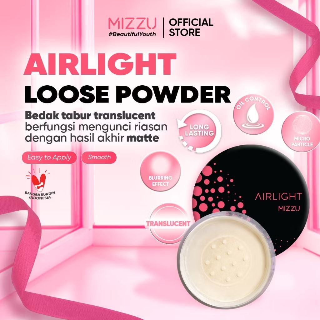 Mizzu Loose Powder Air Light - Bedak Tabur Translucent 15g