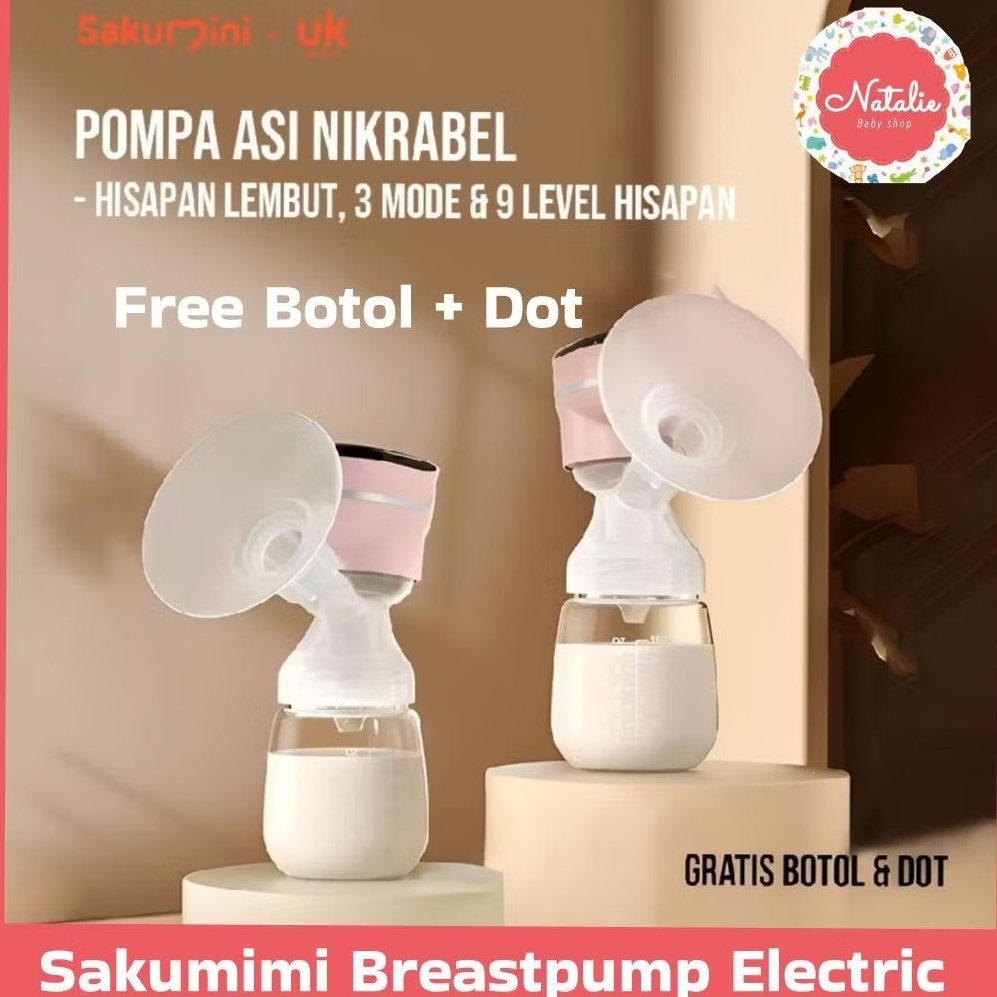 SAKUMINI Breastpump Electric Touchscreen LED FREE BUBBLE