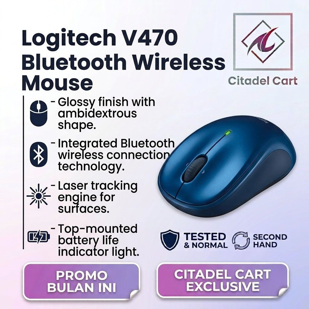 Logitech V470 Bluetooth Wireless Mouse Murah Meriah Original Second Tested Normal