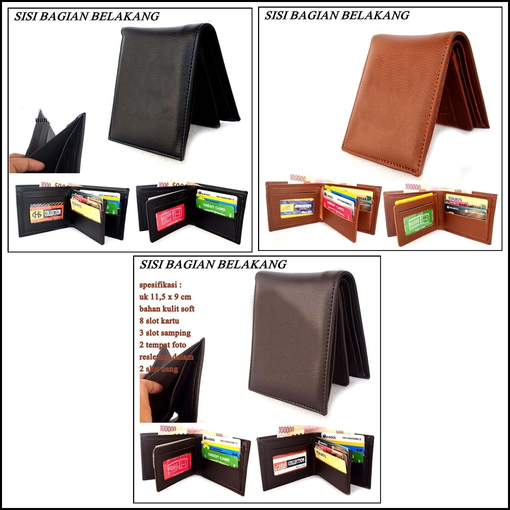 Dompet Kartu Kulit Pure Leather Leather Solid 3d Emboss