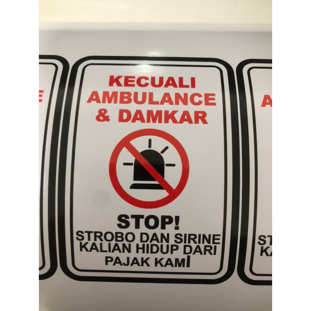 sticker peringatan strobow sirine