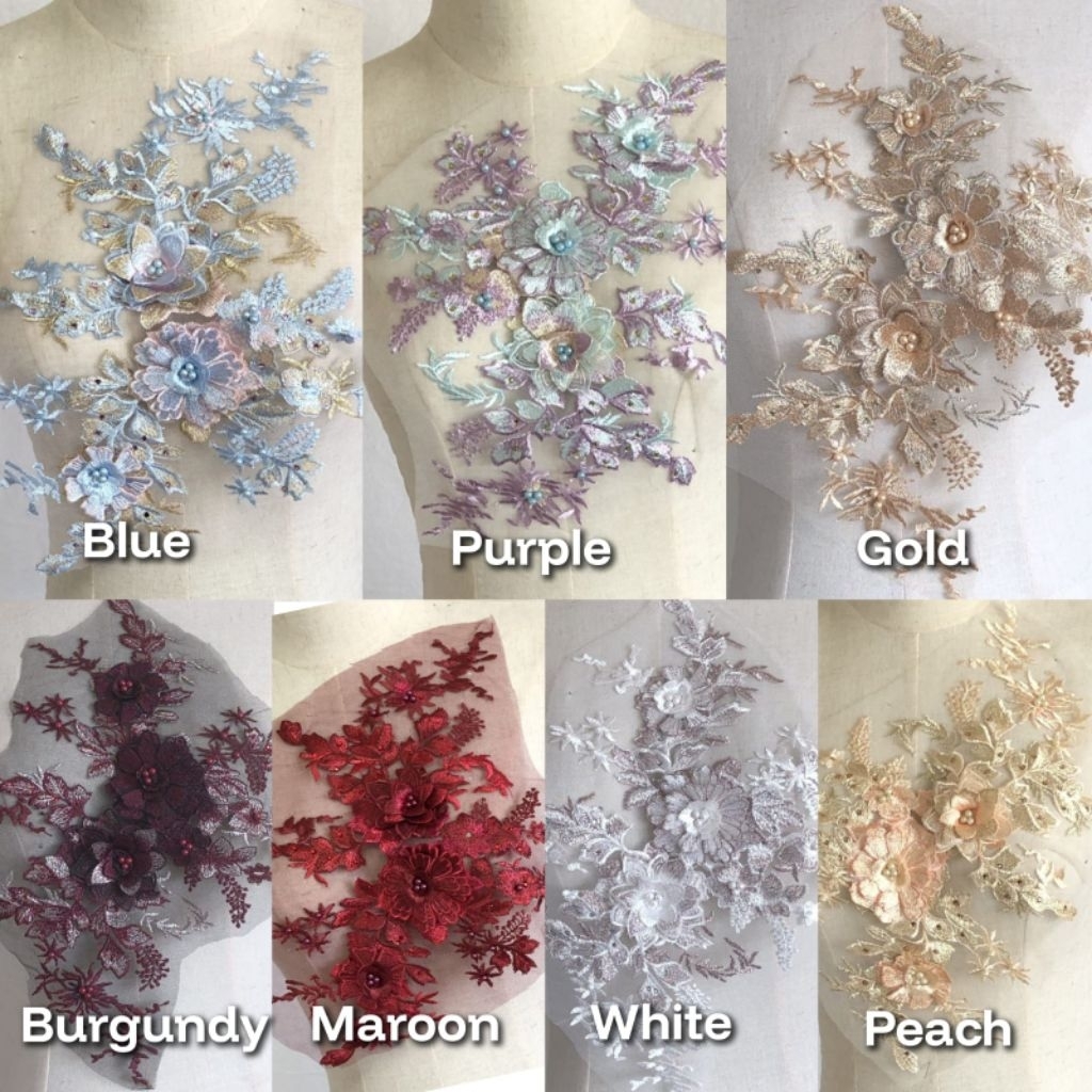 lace bordir bunga 3d import