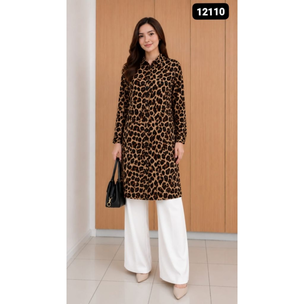 Tunik Leopard Kancing-All Size