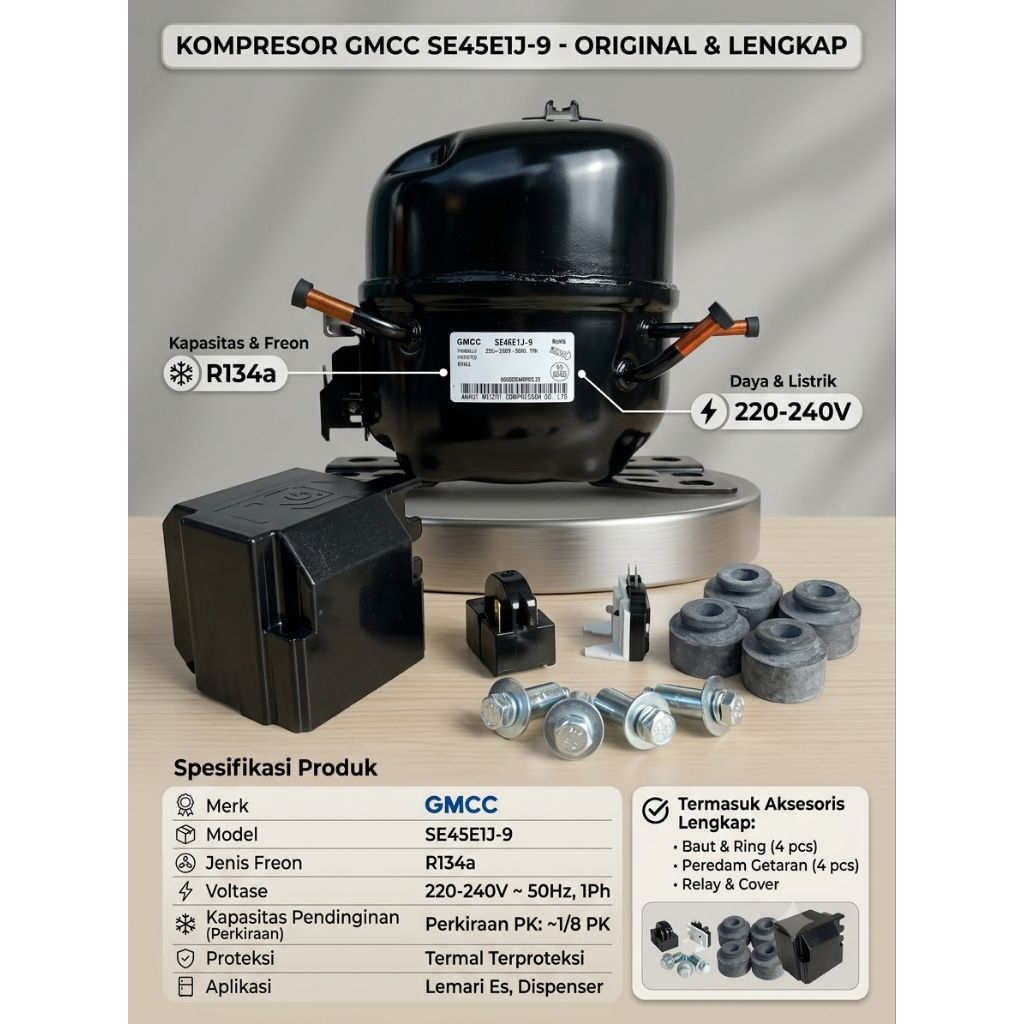 COMPRESSOR KULkAS GMCC 1/6 SE45E1J_9