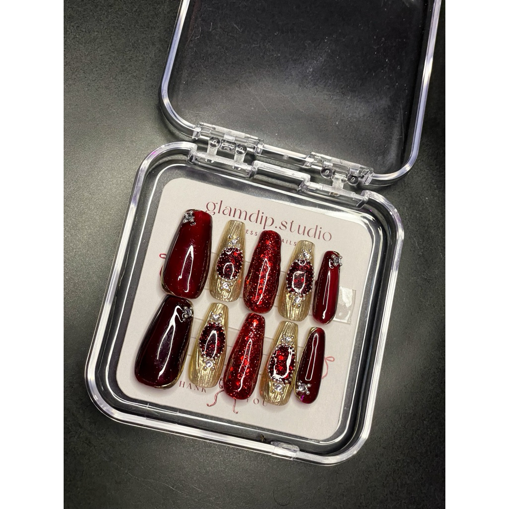 PRESS ON NAILS SEXY DEEP RED