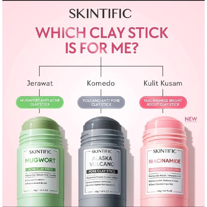 ⚡MARLYS⚡SKINTIFIC STICK CLAYMAKS 40GR